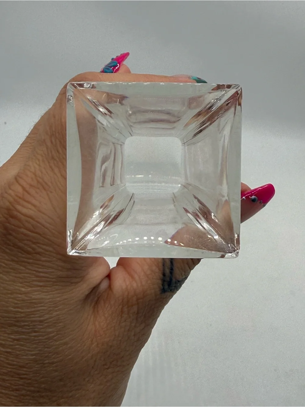 Tiffany & Co. crystal vase with a tapered architectural design 1980